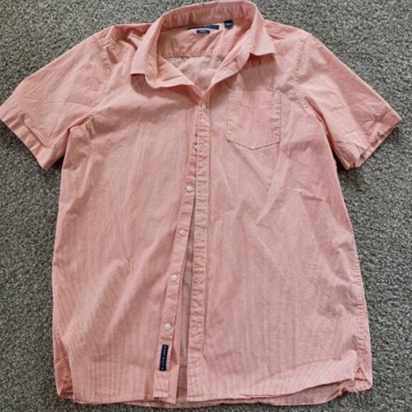 Men's 2XL Tall Perry Ellis Stripped Button Up T-shirt Preppy and Classic - Picture 1 of 3